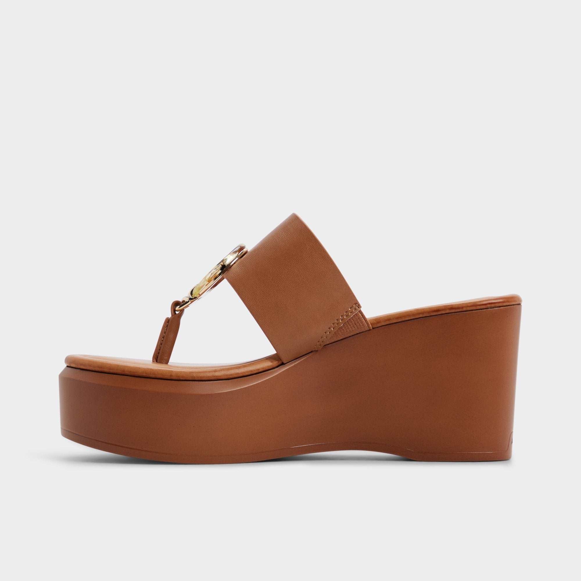 Medium brown Friegan in Medium Brown - Slide sandal, Wedge heel | Aldo