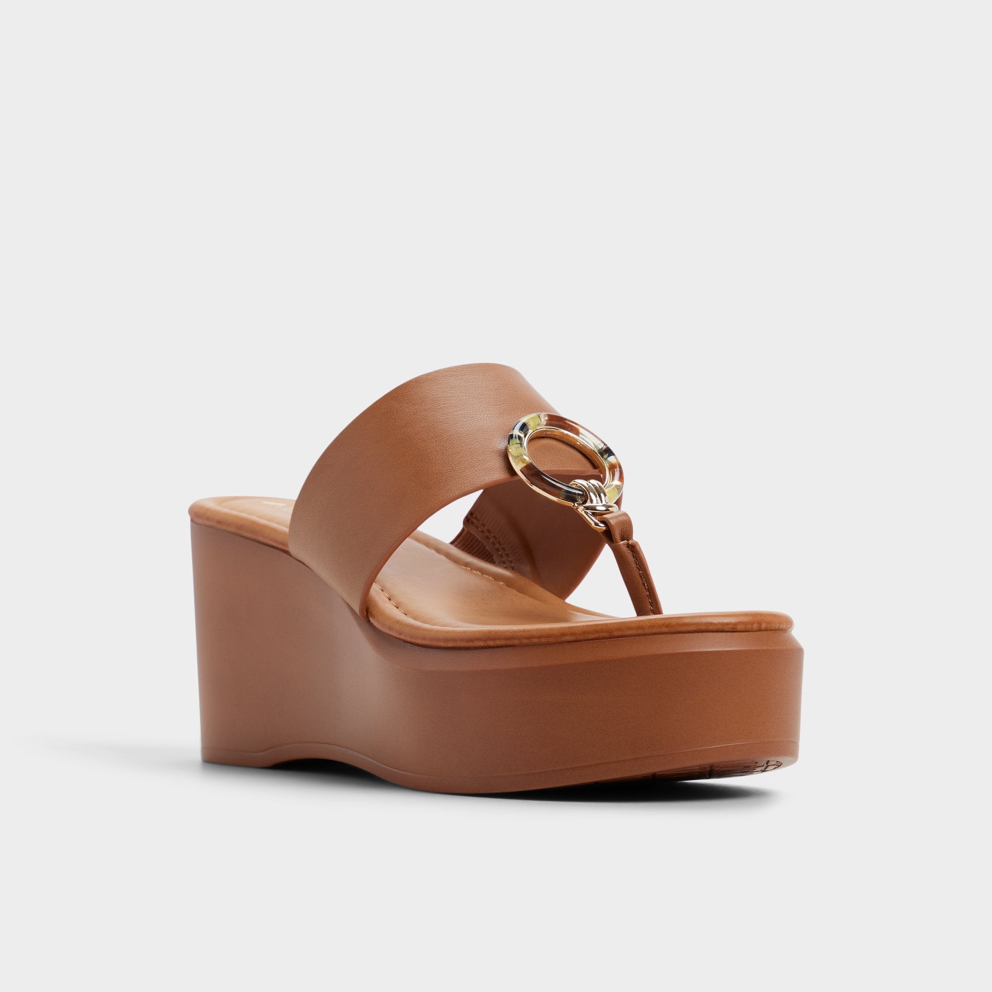 Medium brown Friegan in Medium Brown - Slide sandal, Wedge heel | Aldo