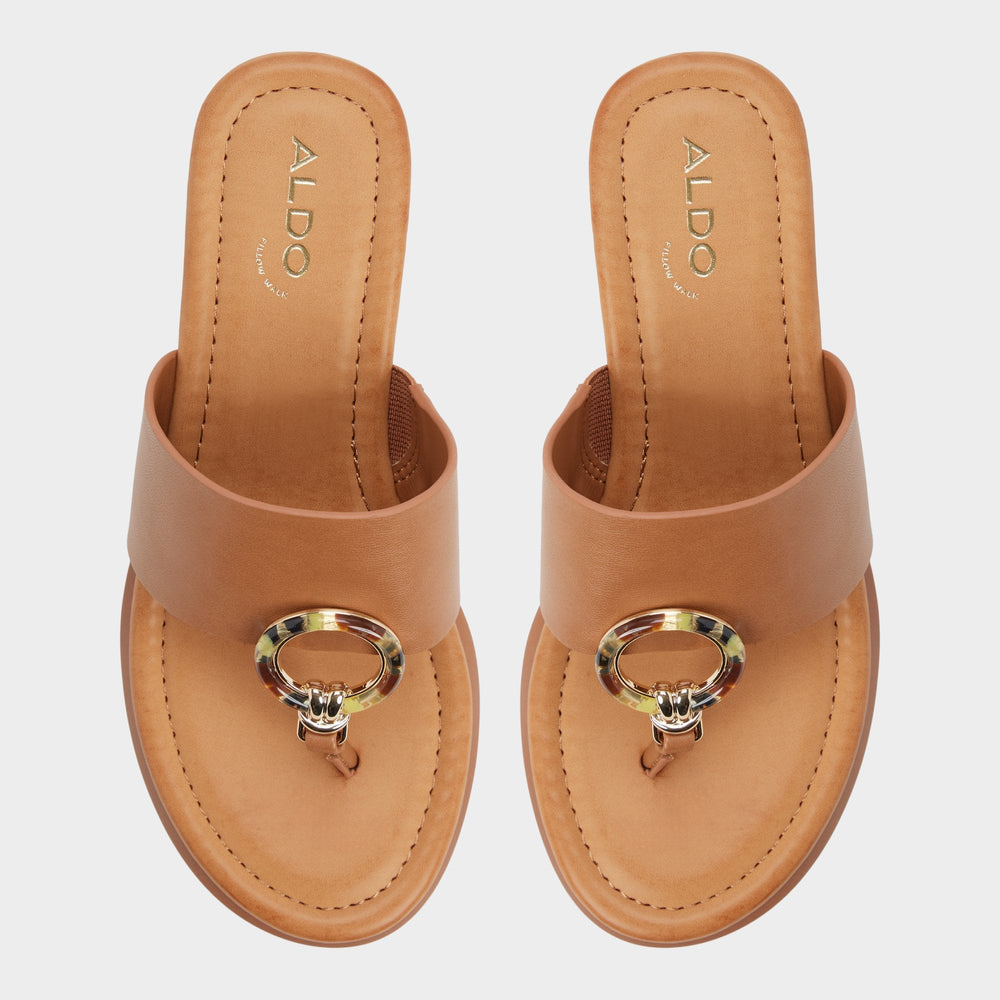 Medium brown Friegan in Medium Brown - Slide sandal, Wedge heel | Aldo