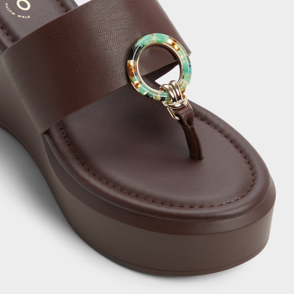 Dark brown Friegan in Dark Brown - Slide sandal, Wedge heel | Aldo