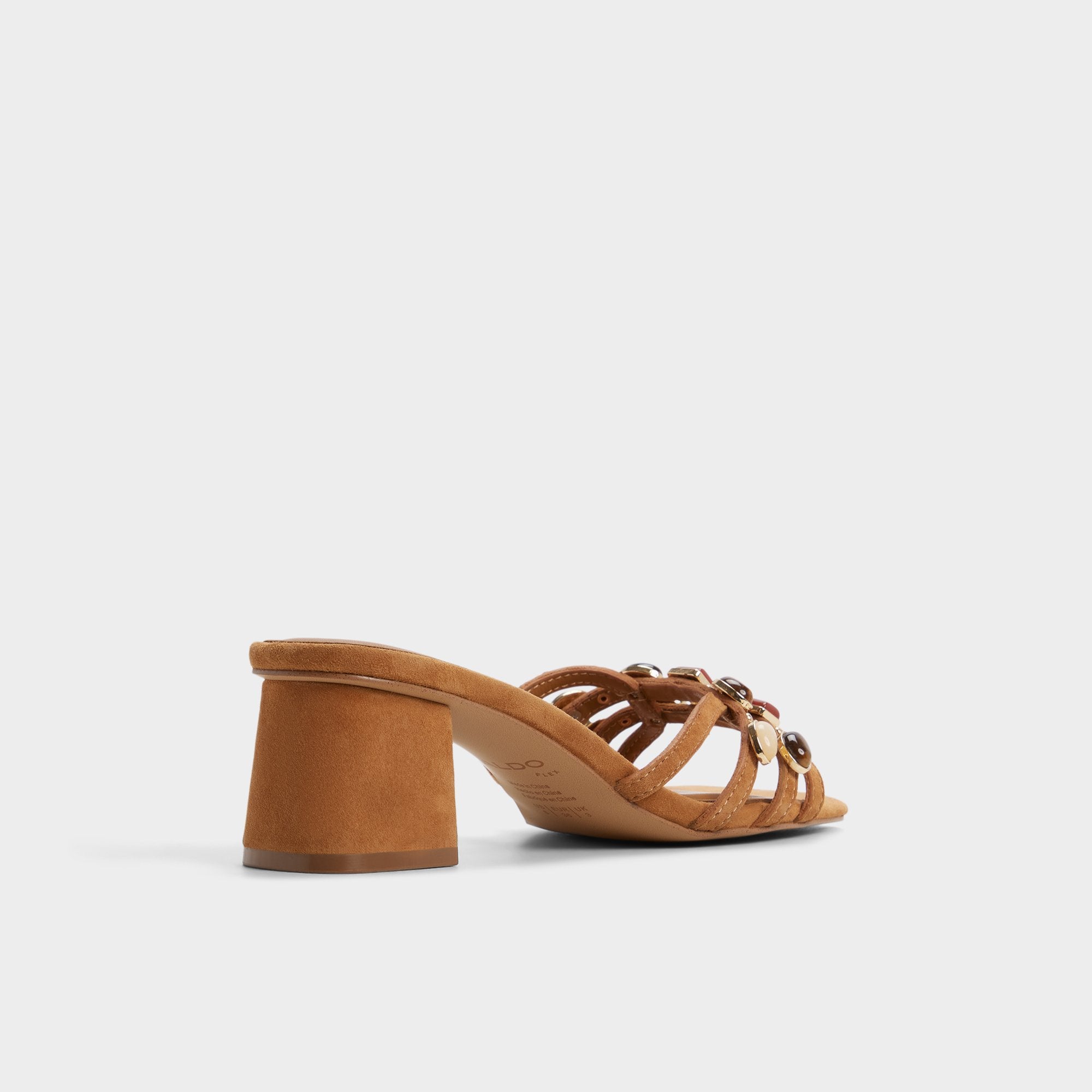 Medium brown Jemstone in Medium Brown - Strappy heeled sandal, Block heel | Aldo