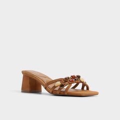 Medium brown Jemstone in Medium Brown - Strappy heeled sandal, Block heel | Aldo
