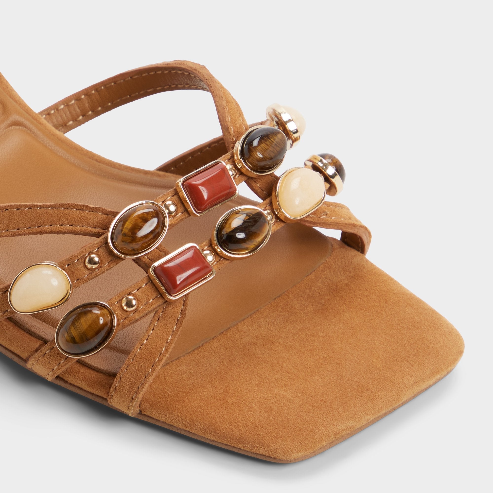 Medium brown Jemstone in Medium Brown - Strappy heeled sandal, Block heel | Aldo