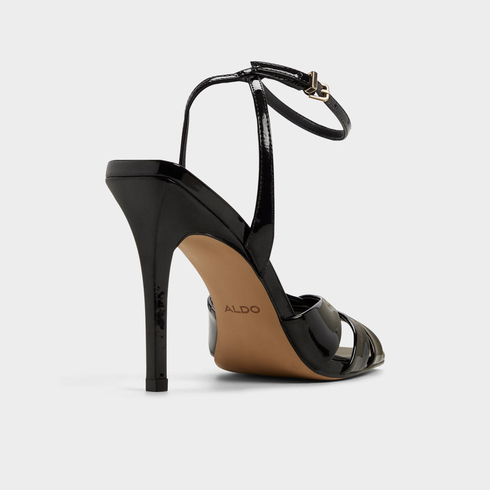 Black Meteora in Black - Strappy heeled sandal, Stiletto heel | Aldo