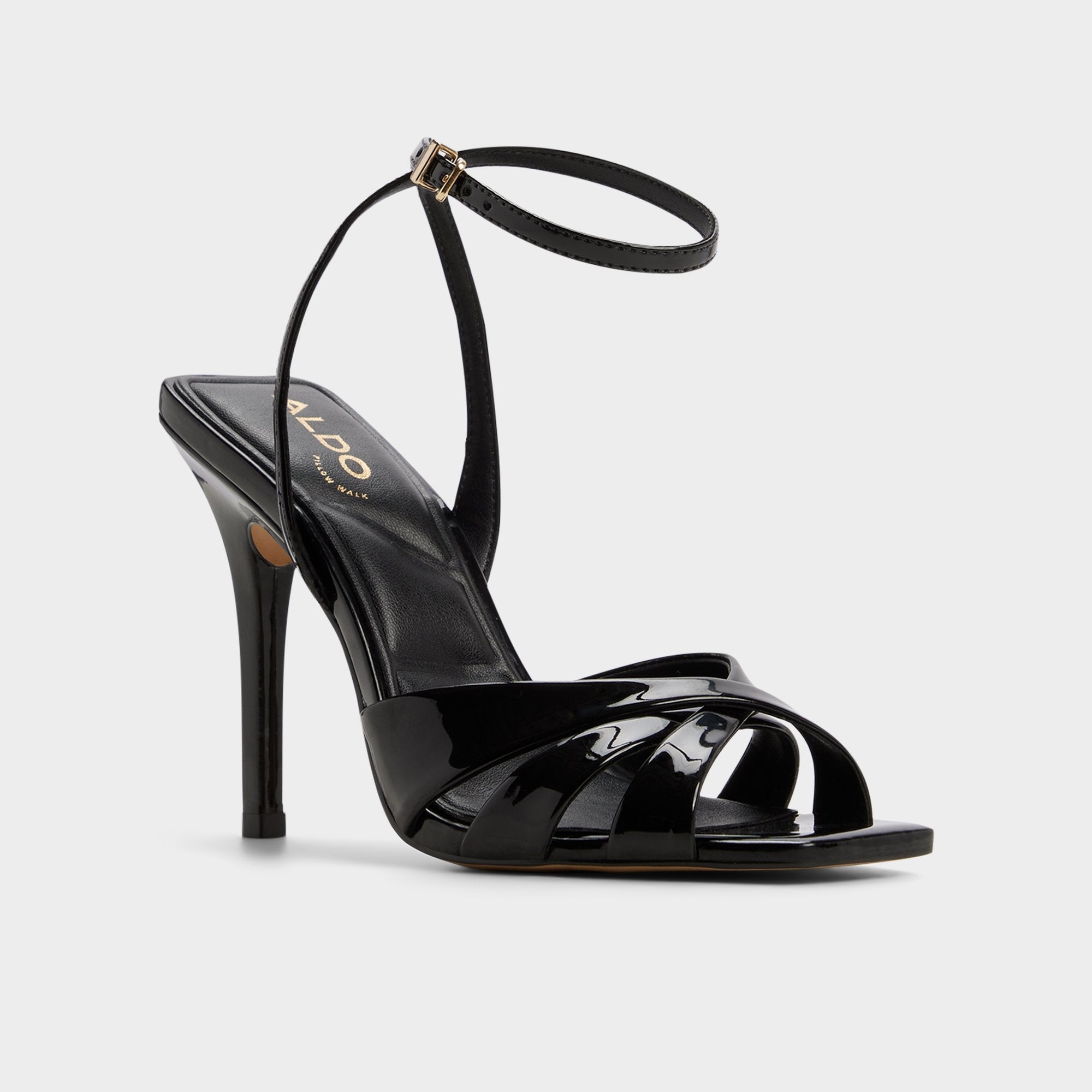 Black Meteora in Black - Strappy heeled sandal, Stiletto heel | Aldo