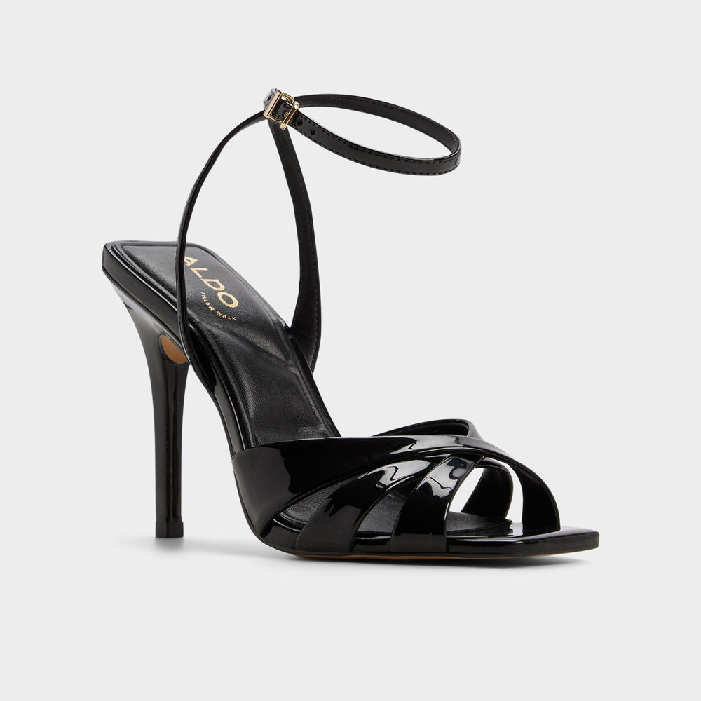 Black Meteora in Black - Strappy heeled sandal, Stiletto heel | Aldo
