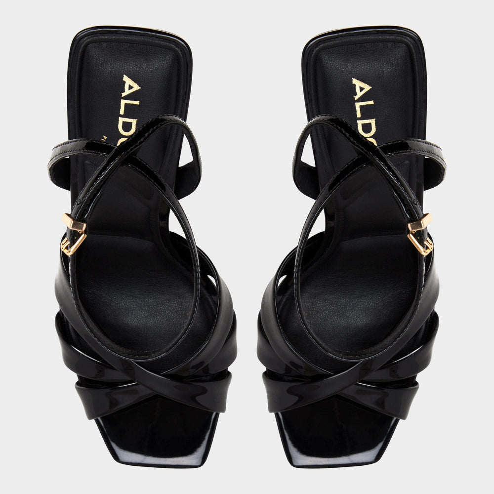 Black Meteora in Black - Strappy heeled sandal, Stiletto heel | Aldo