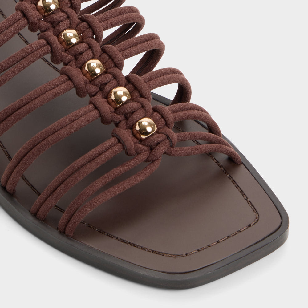 Dark brown Unoma in Dark Brown - Strappy flat sandal | Aldo