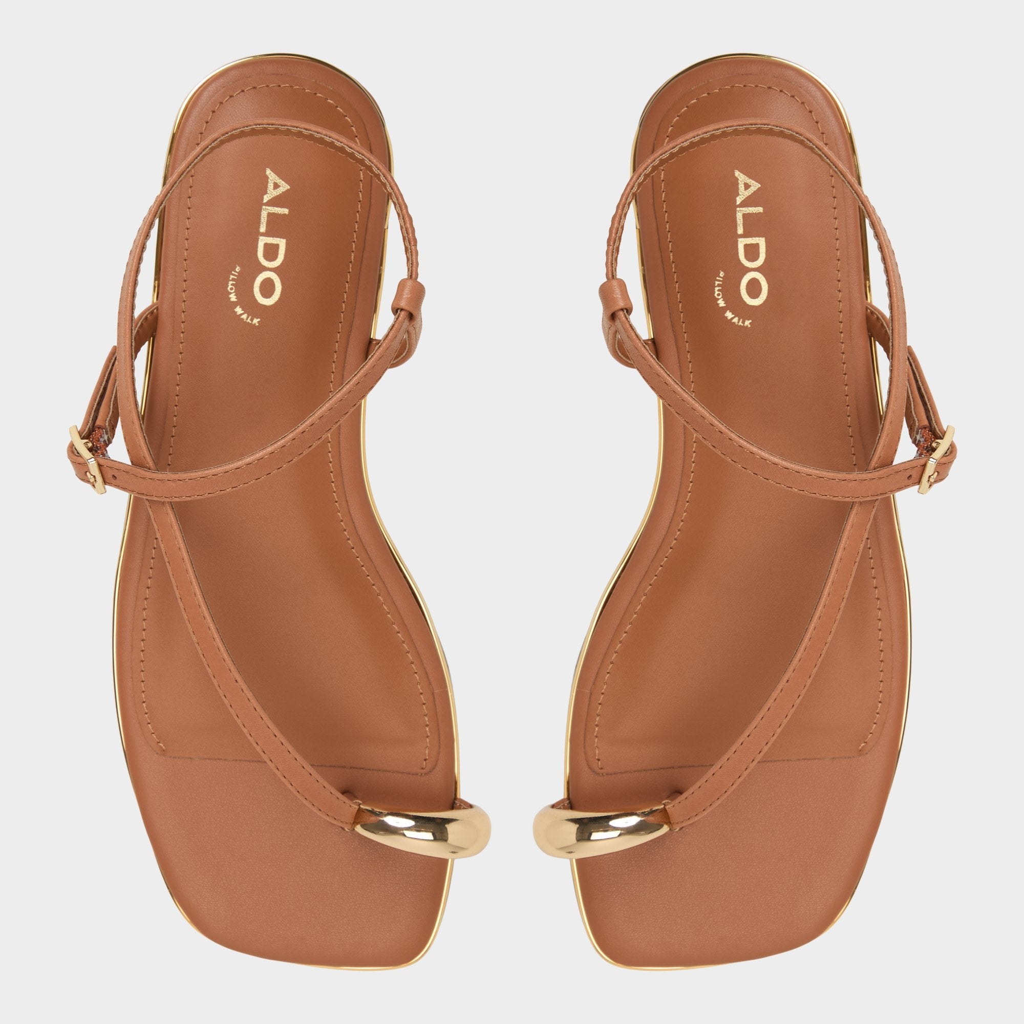 Medium Brown Jomalina Medium Brown Women's Flats - Strappy flat sandal | Aldo
