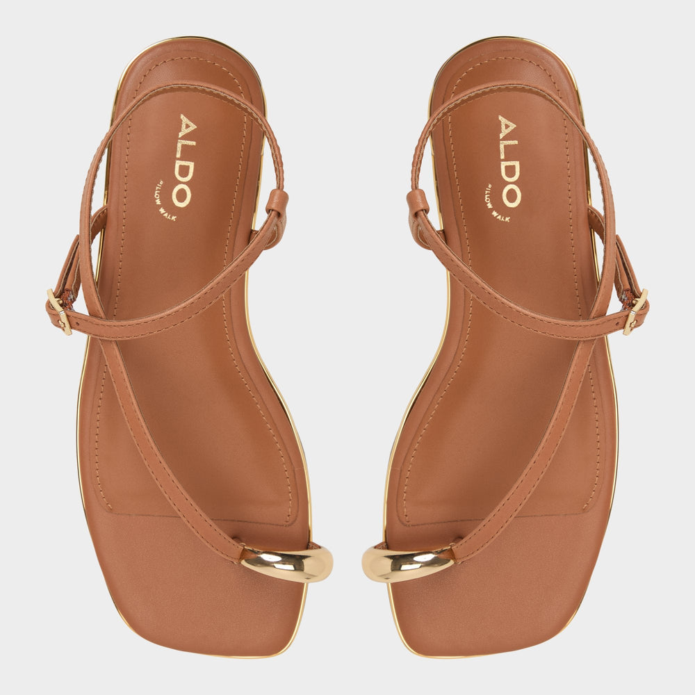 Medium Brown Jomalina Medium Brown Women's Flats - Strappy flat sandal | Aldo