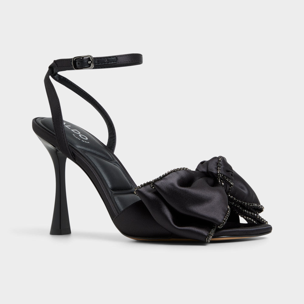 Black Tinsel in Black - Strappy heeled sandal, Stiletto heel | Aldo