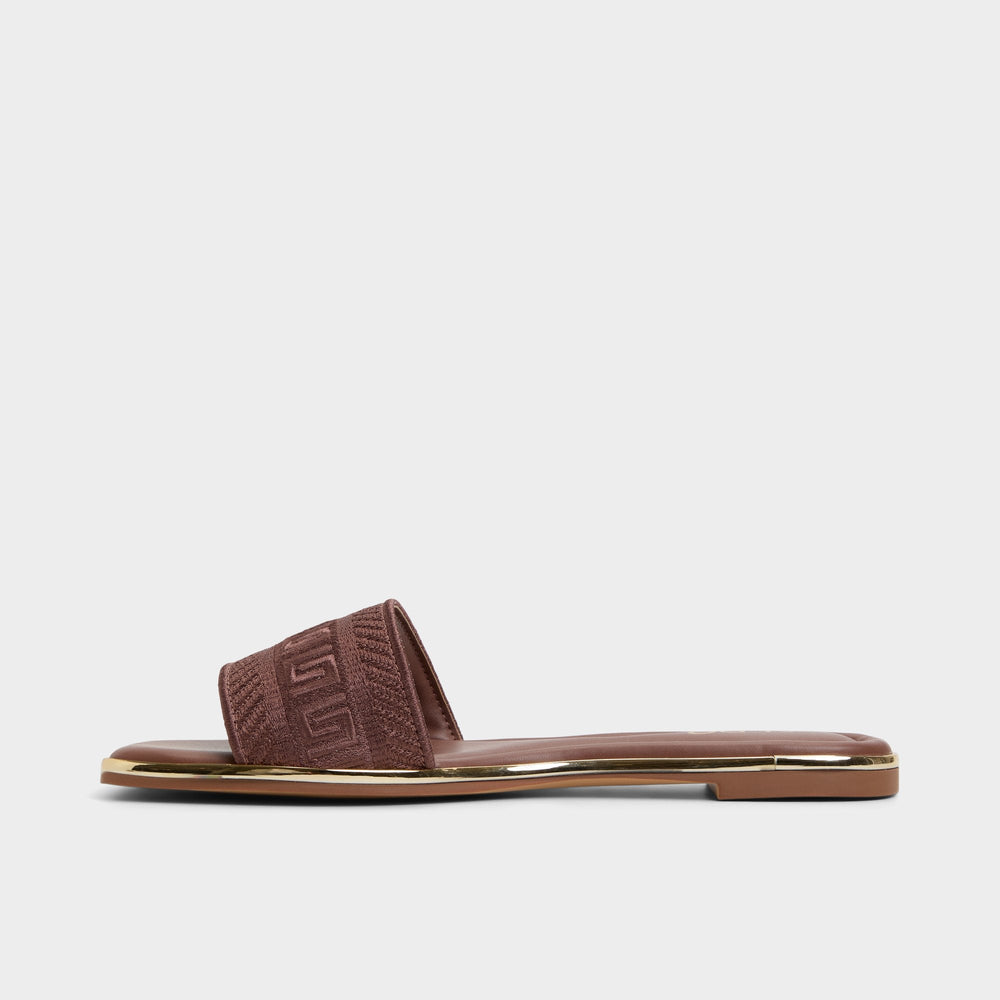 Medium Brown Oceania Medium Brown Women's Flats - Slide sandal | Aldo