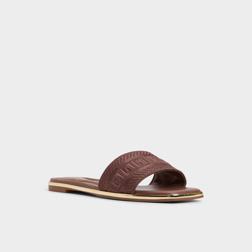 Medium Brown Oceania Medium Brown Women's Flats - Slide sandal | Aldo