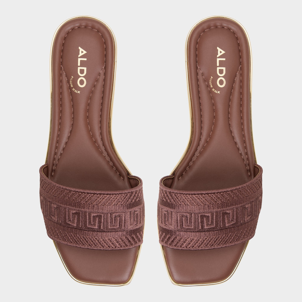 Medium Brown Oceania Medium Brown Women's Flats - Slide sandal | Aldo