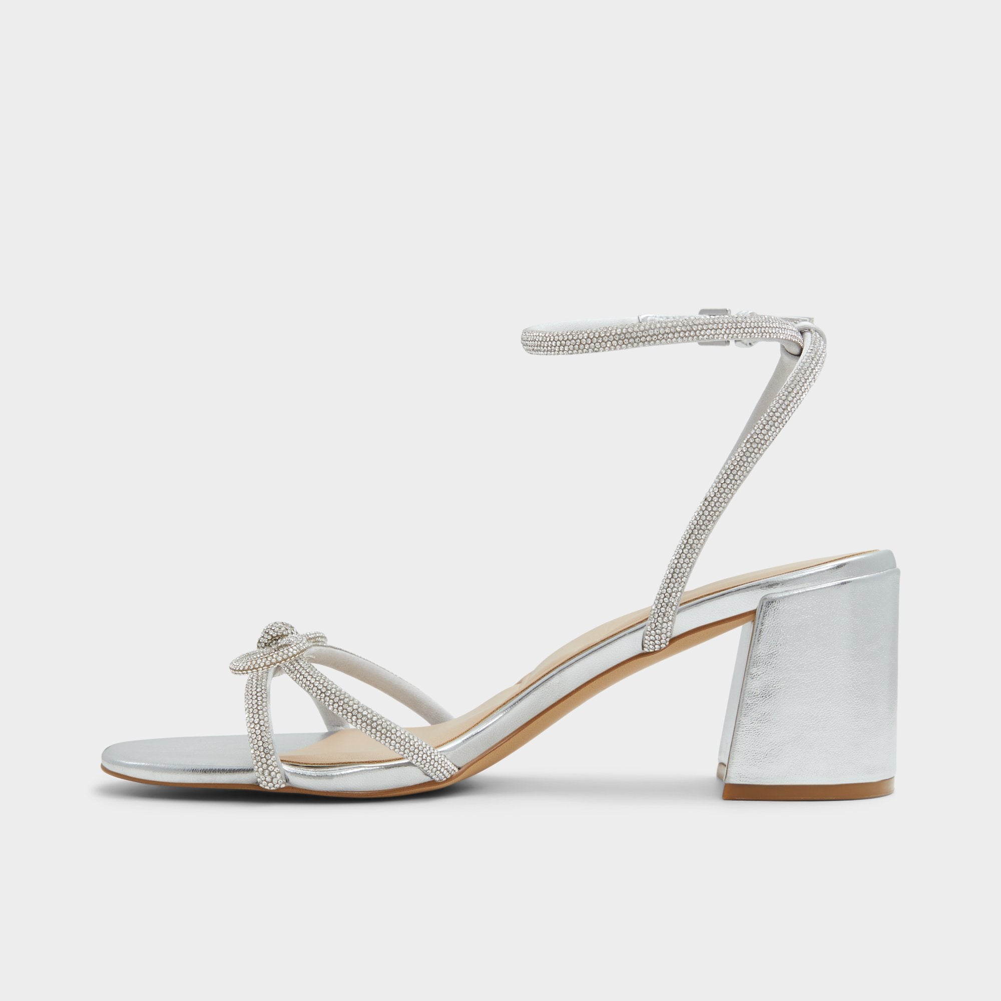 Silver Bouclette Silver Women's Block heels - Strappy heeled sandal, Block heel | Aldo
