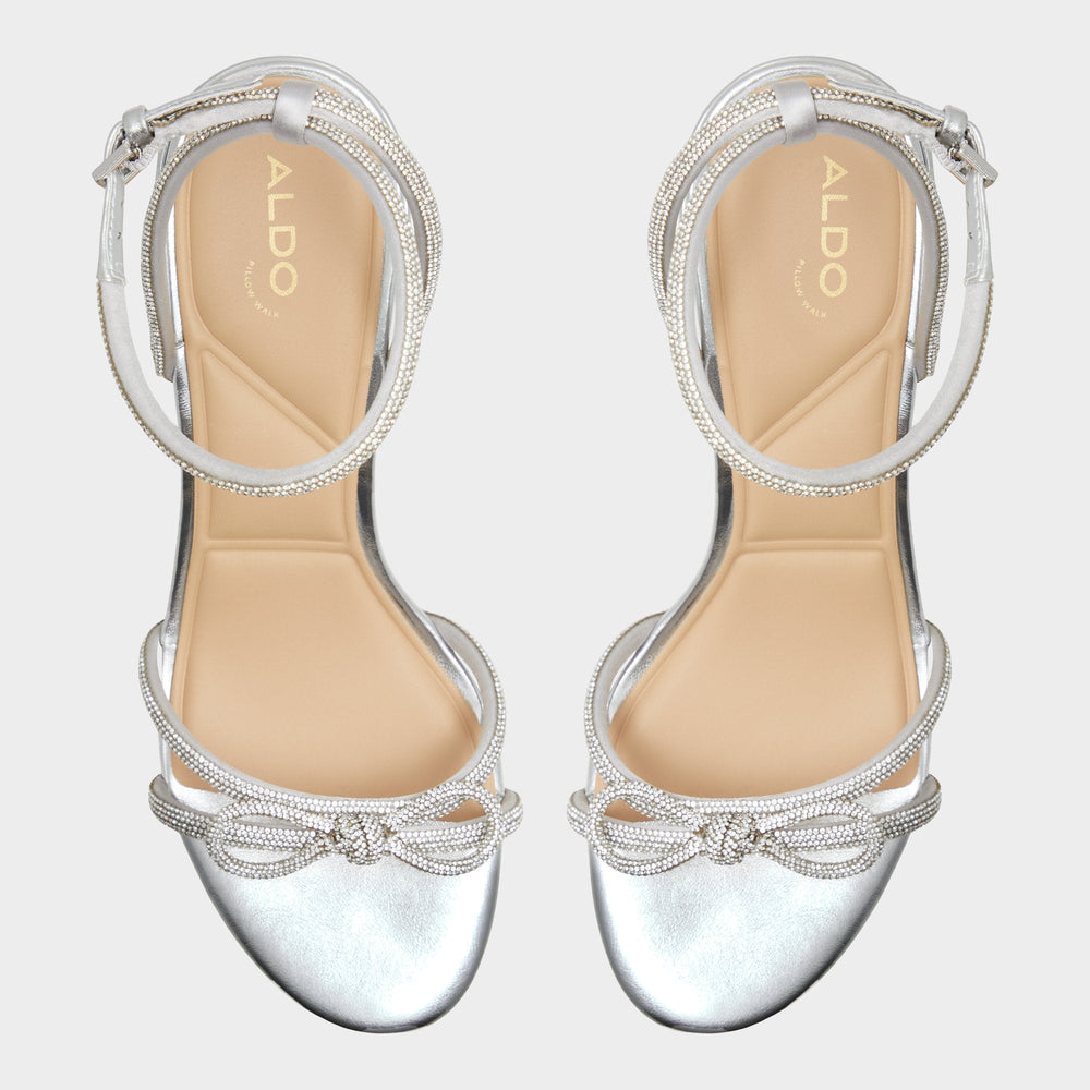 Silver Bouclette Silver Women's Block heels - Strappy heeled sandal, Block heel | Aldo