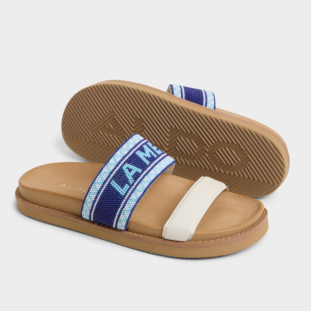 White/Blue Beachvacay White/Blue Women's Footbed sandals - Slide sandal, Footbed sandal | Aldo