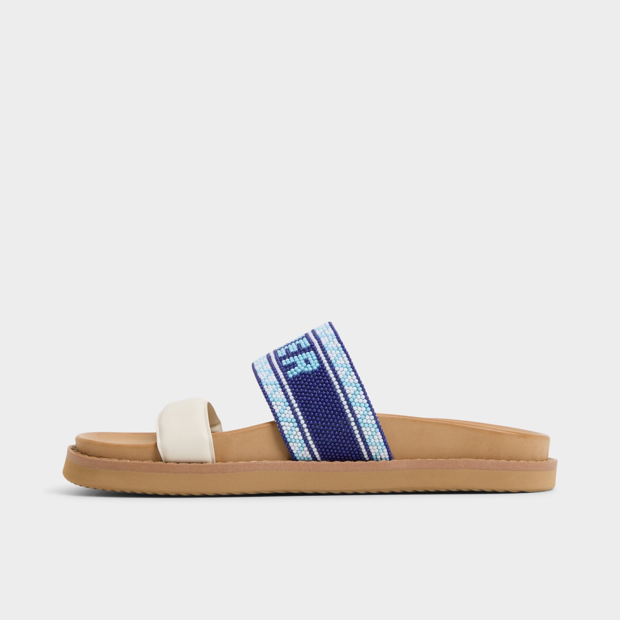 White/Blue Beachvacay White/Blue Women's Footbed sandals - Slide sandal, Footbed sandal | Aldo