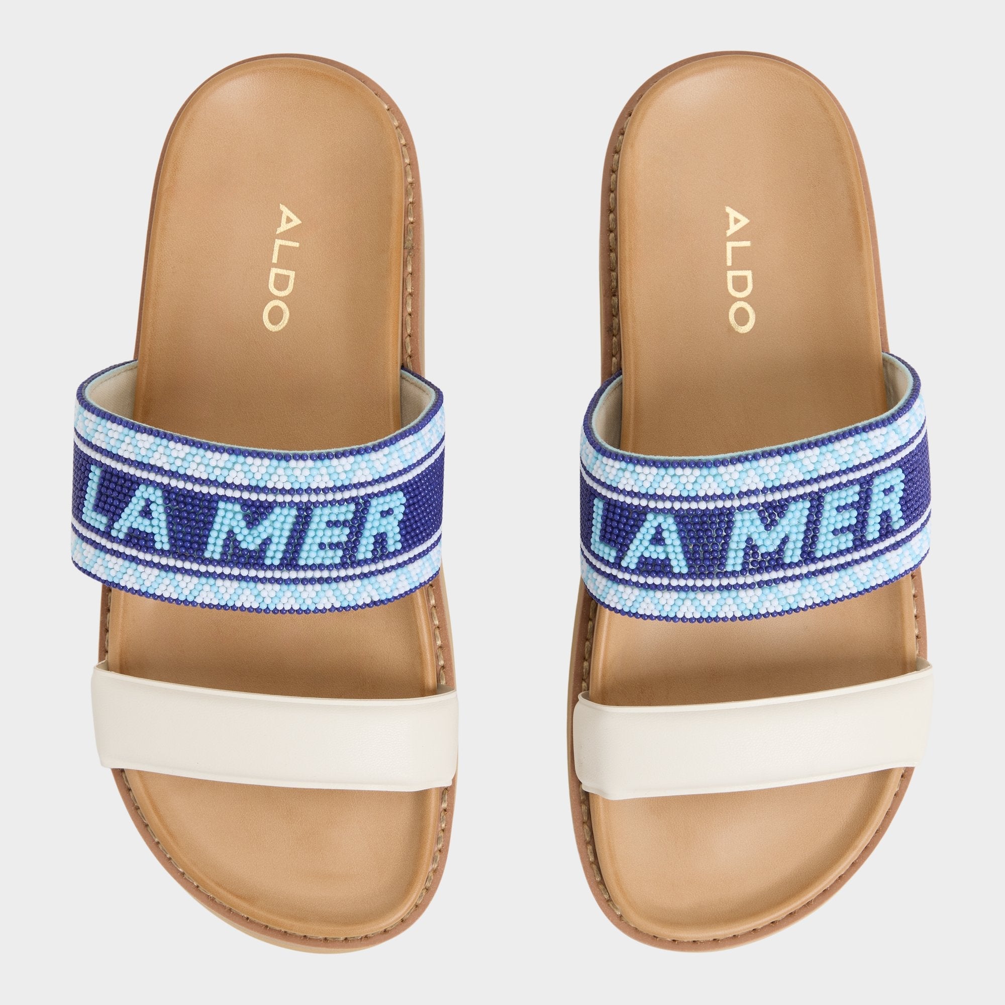 White/Blue Beachvacay White/Blue Women's Footbed sandals - Slide sandal, Footbed sandal | Aldo