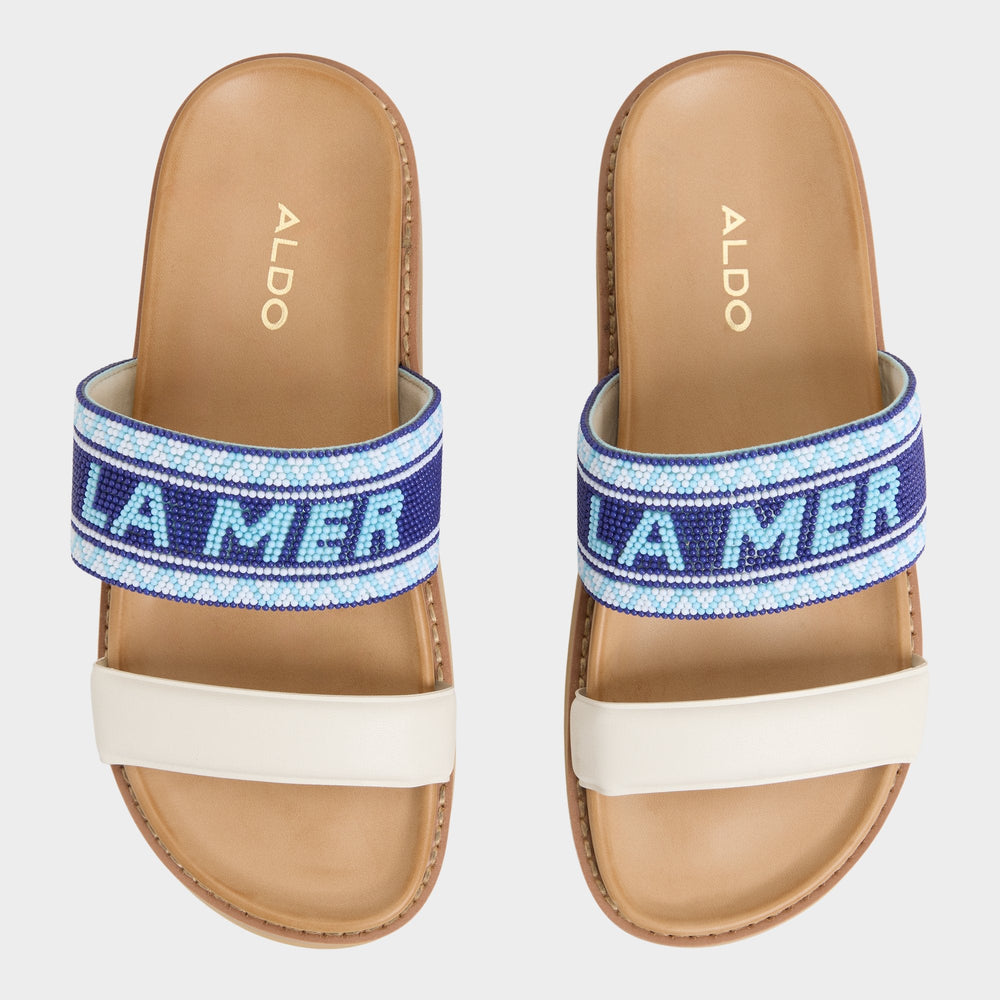 White/Blue Beachvacay White/Blue Women's Footbed sandals - Slide sandal, Footbed sandal | Aldo