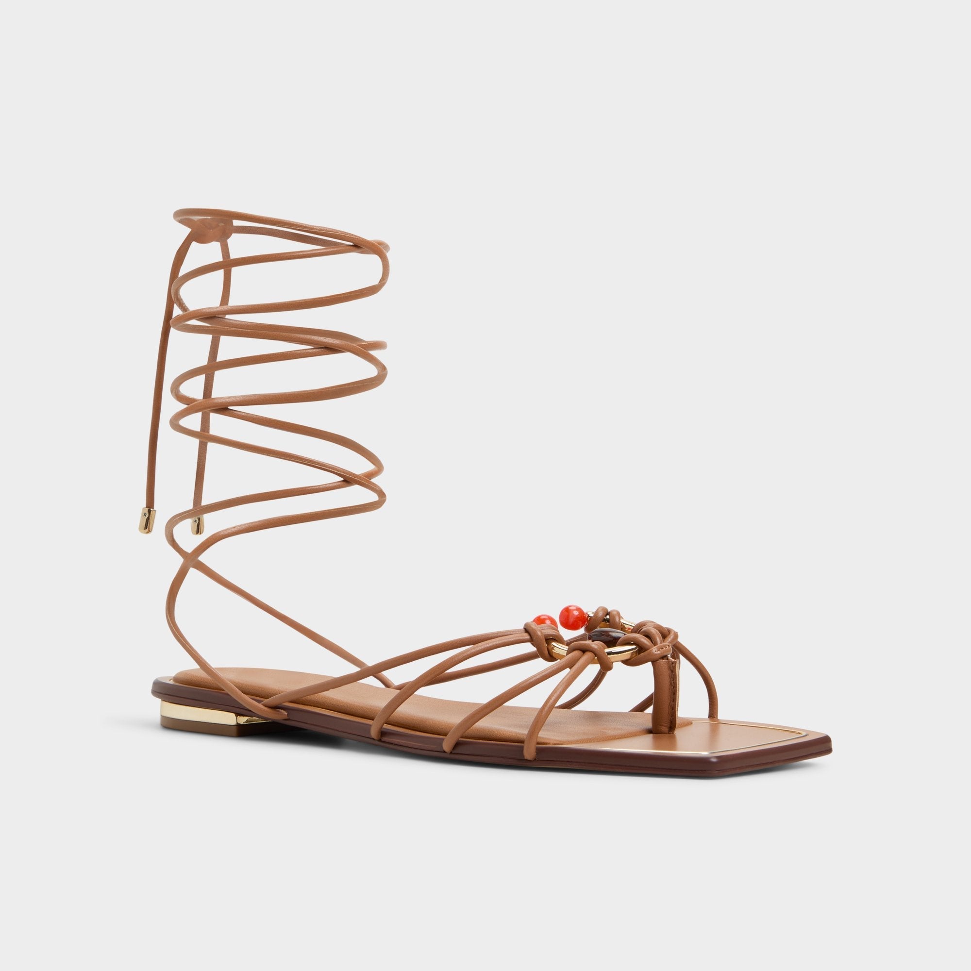 Medium Brown Nirena Medium Brown Women's Flats - Strappy flat sandal | Aldo