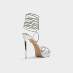 Silver Izabella in Silver 13621003 - Strappy heeled sandal, Platform | Aldo