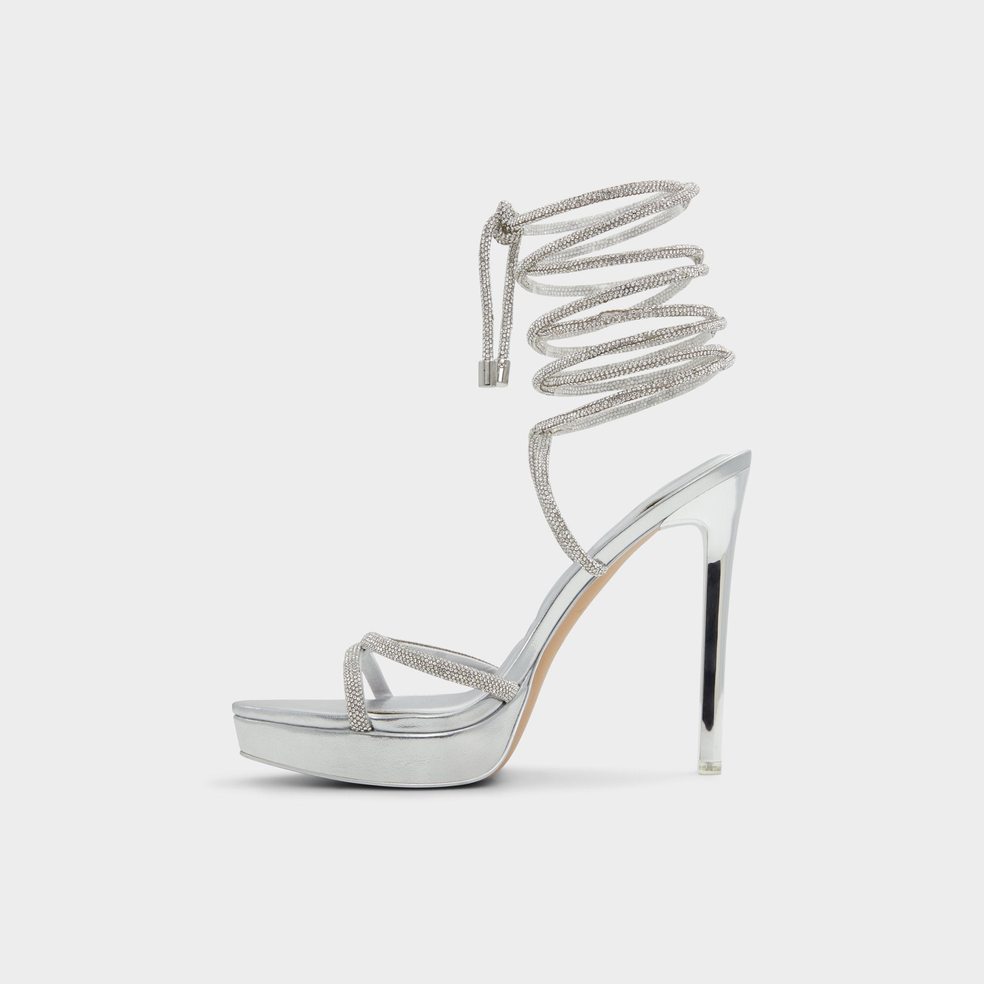 Silver Izabella in Silver 13621003 - Strappy heeled sandal, Platform | Aldo