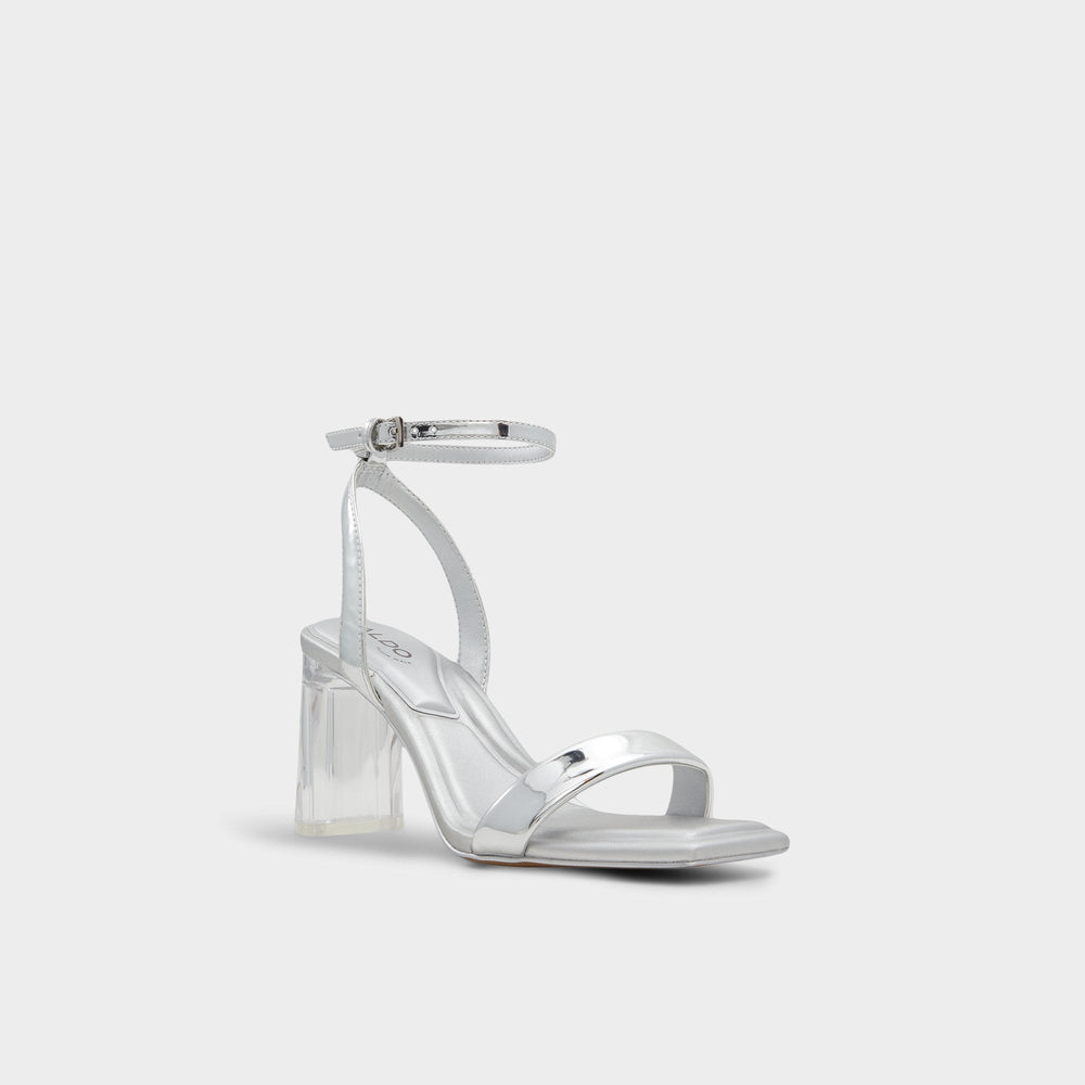 Silver Aurorai Silver Women's Block heels - Strappy heeled sandal, Block heel | Aldo
