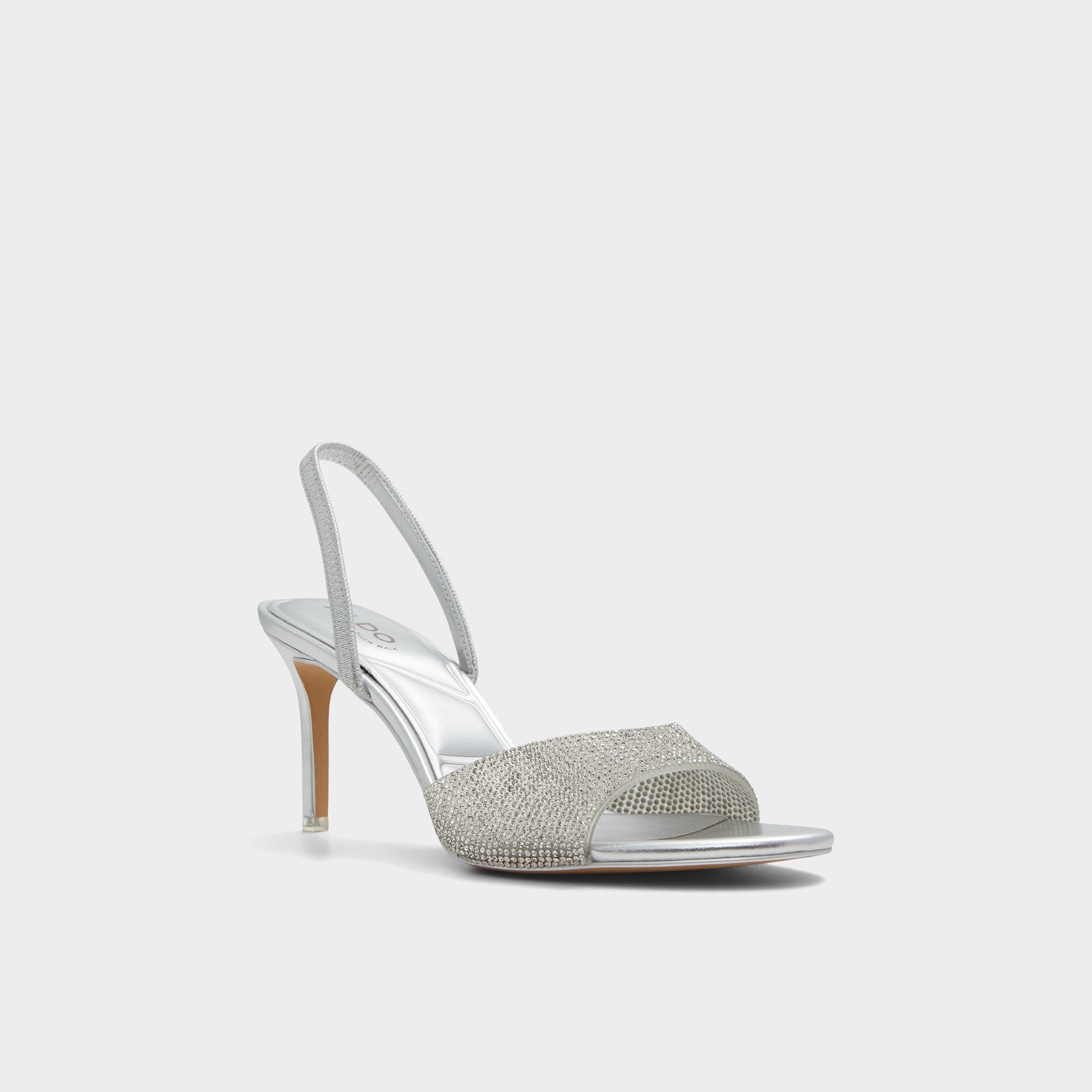 Silver Aitana in Silver - Strappy heeled sandal, Stiletto heel | Aldo