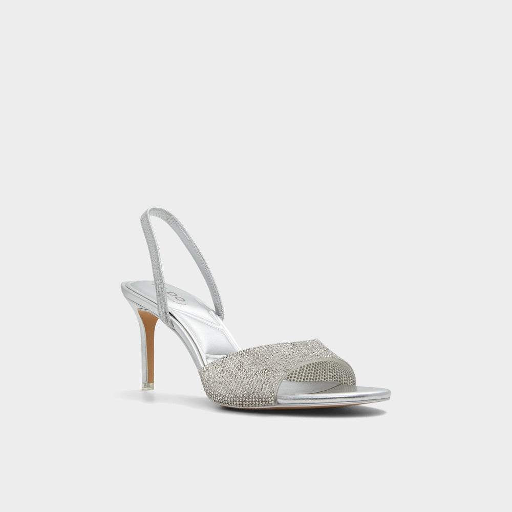 Silver Aitana in Silver - Strappy heeled sandal, Stiletto heel | Aldo