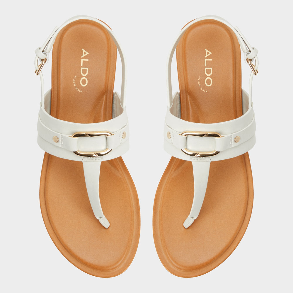 White/Bone Taylen White/Bone Women's Footbed sandals - T-strap sandal | Aldo