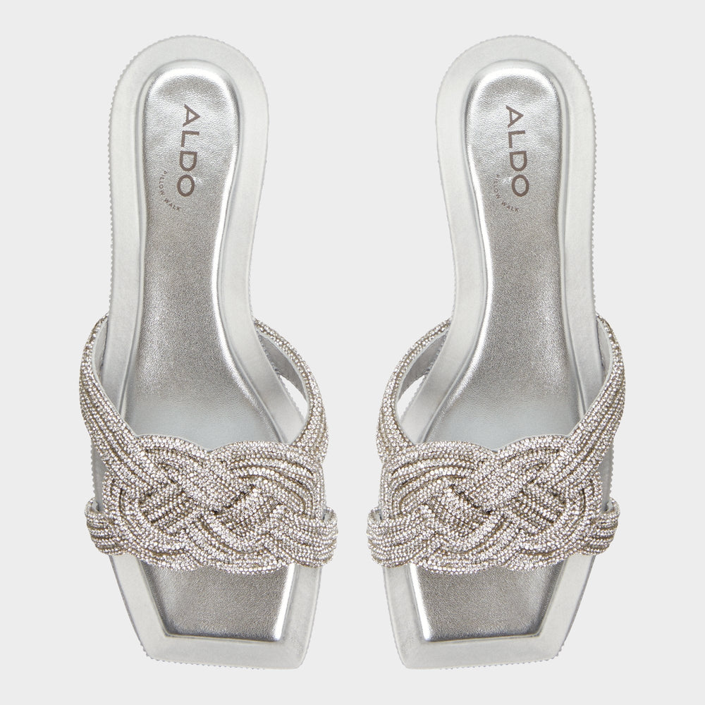 Silver Karlina Silver Women's Iridescent metallics - Slide sandal | Aldo