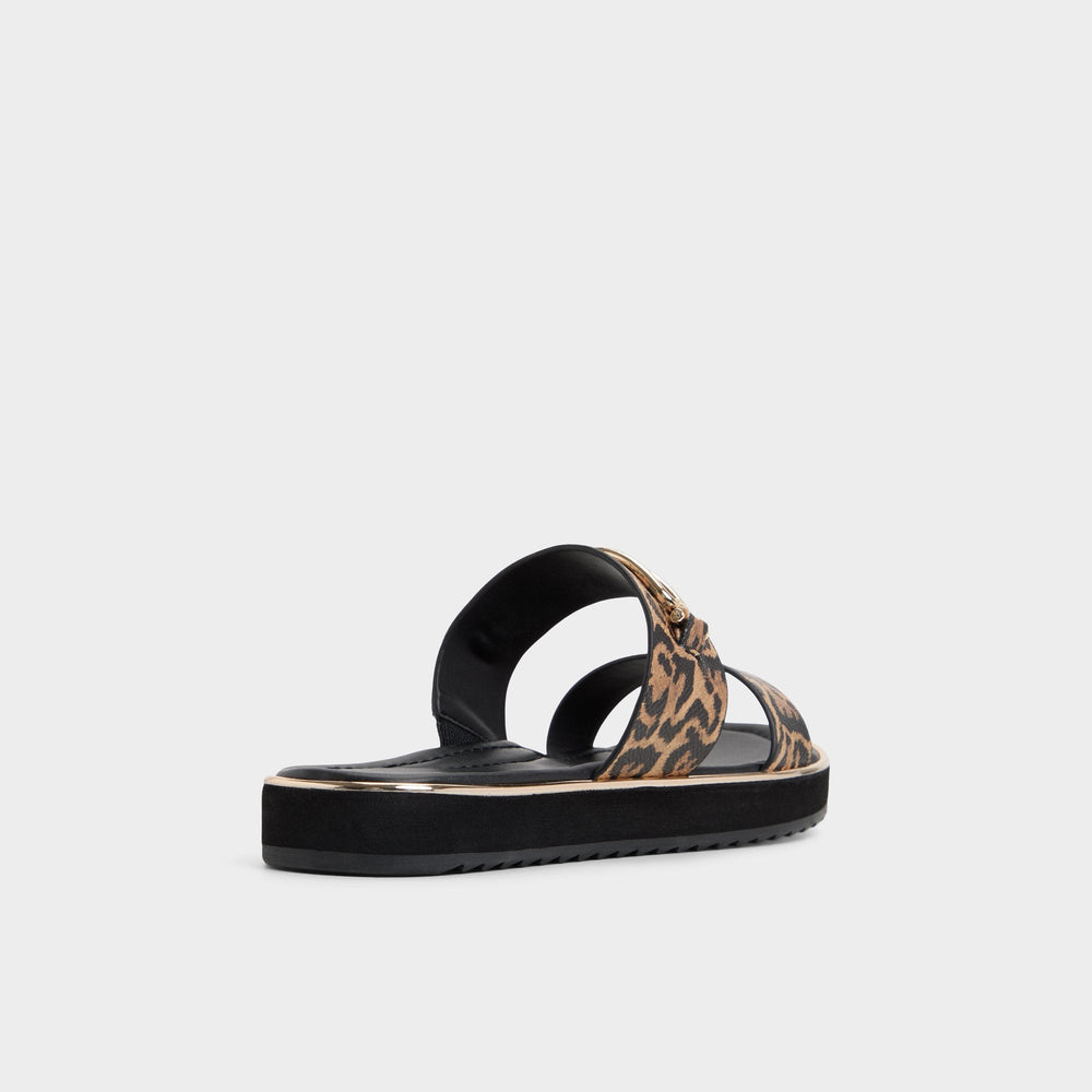 Brown Multi Lagoon Brown Multi Women's Flats - Strappy flat sandal, Footbed sandal | Aldo