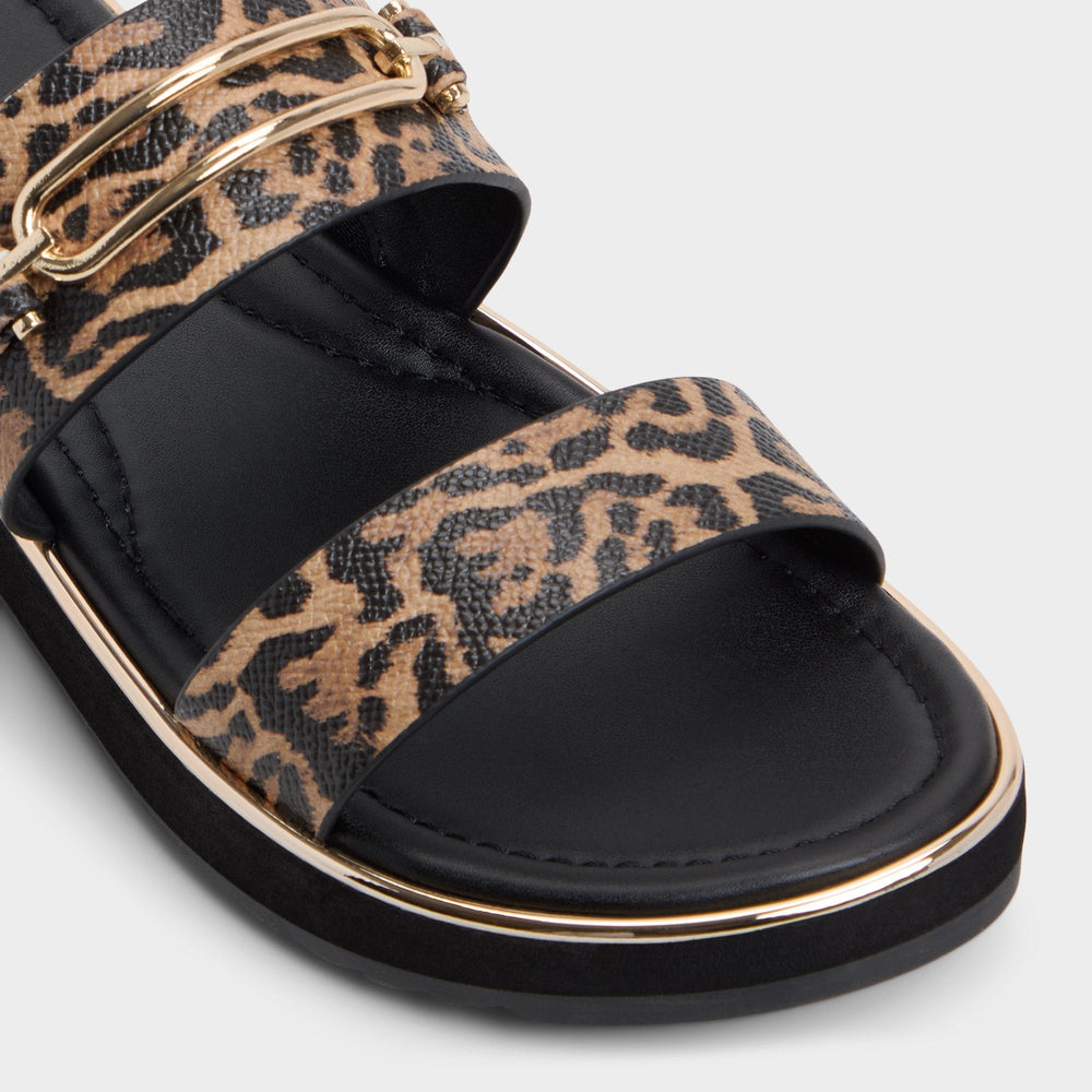 Brown Multi Lagoon Brown Multi Women's Flats - Strappy flat sandal, Footbed sandal | Aldo