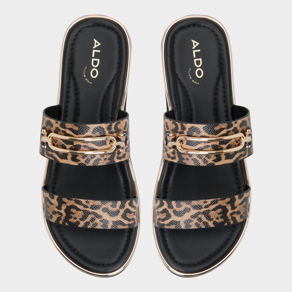 Brown Multi Lagoon Brown Multi Women's Flats - Strappy flat sandal, Footbed sandal | Aldo