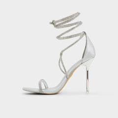 Silver Caladonia Silver Women's Iridescent metallics - Strappy heeled sandal, Stiletto heel | Aldo