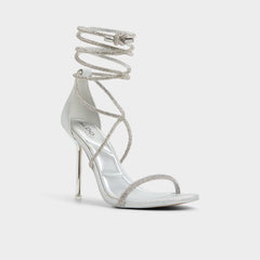 Silver Caladonia Silver Women's Iridescent metallics - Strappy heeled sandal, Stiletto heel | Aldo