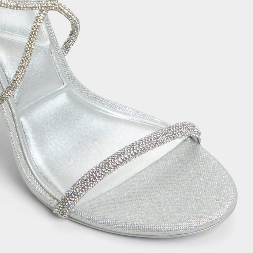 Silver Caladonia Silver Women's Iridescent metallics - Strappy heeled sandal, Stiletto heel | Aldo