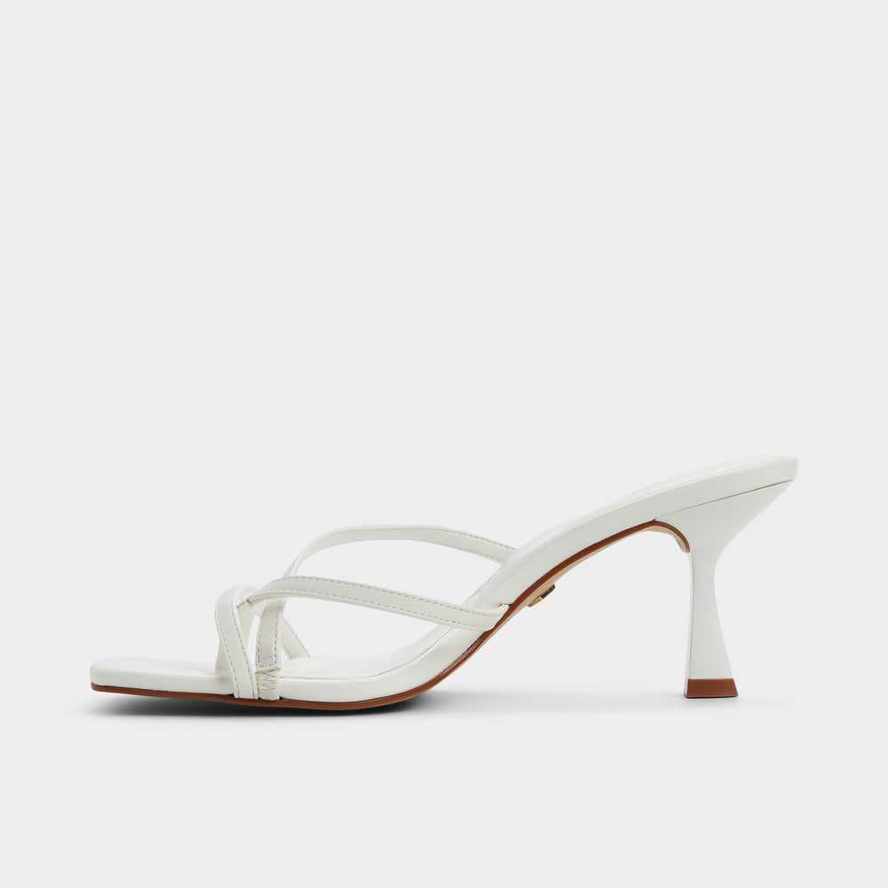 White Calypsa White Women's Heeled mules - Strappy heeled sandal, Block heel | Aldo
