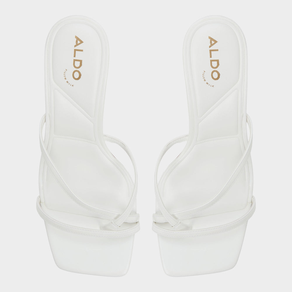 White Calypsa White Women's Heeled mules - Strappy heeled sandal, Block heel | Aldo