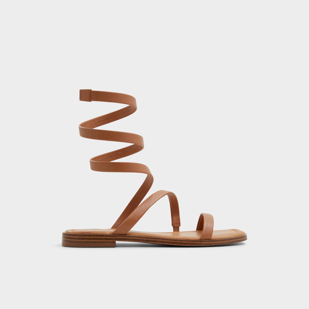 Medium Brown Spinella in Medium Brown - Strappy flat sandal | Aldo