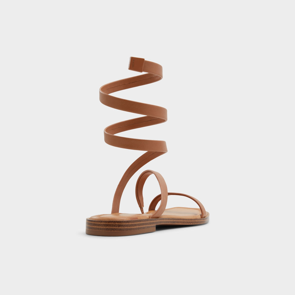 Medium Brown Spinella in Medium Brown - Strappy flat sandal | Aldo