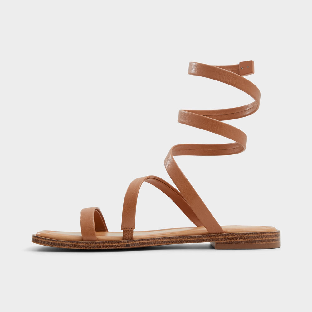 Medium Brown Spinella in Medium Brown - Strappy flat sandal | Aldo