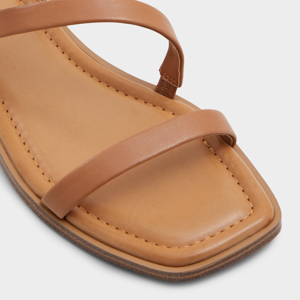 Medium Brown Spinella in Medium Brown - Strappy flat sandal | Aldo