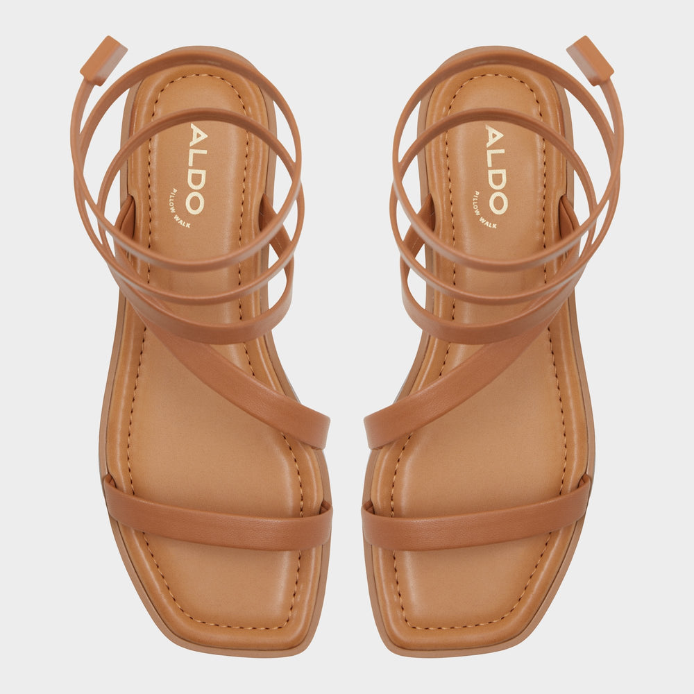 Medium Brown Spinella in Medium Brown - Strappy flat sandal | Aldo