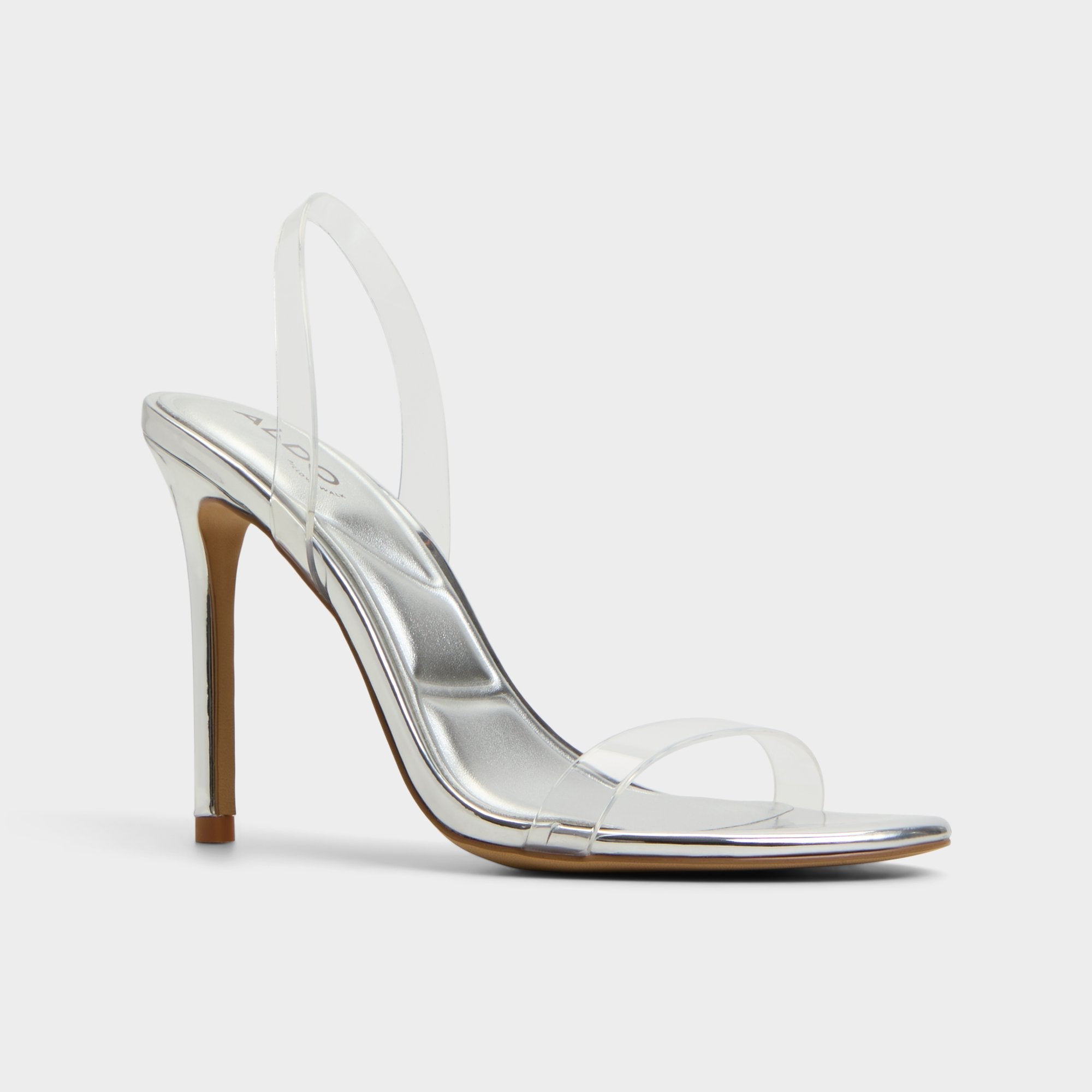 Silver Quinilynn Silver Women's Iridescent metallics - Strappy heeled sandal, Stiletto heel | Aldo