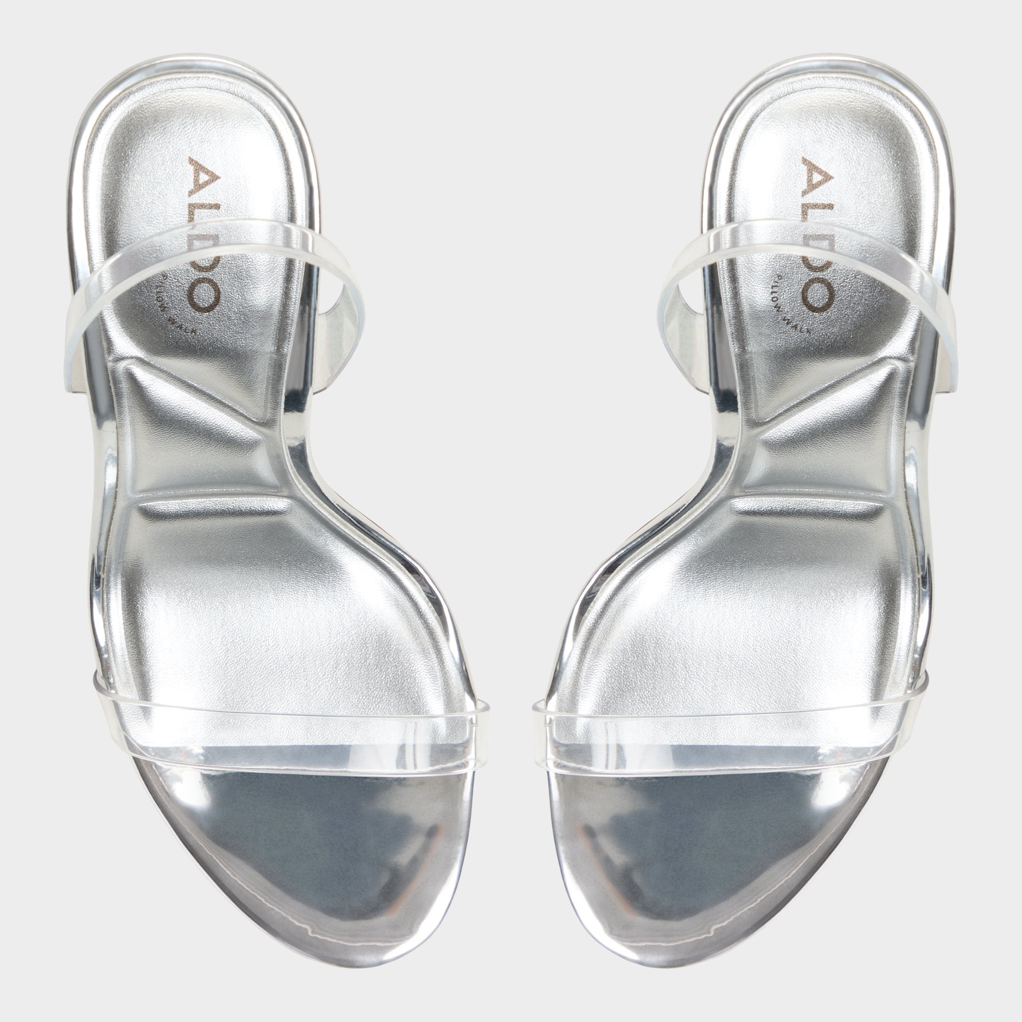 Silver Quinilynn Silver Women's Iridescent metallics - Strappy heeled sandal, Stiletto heel | Aldo