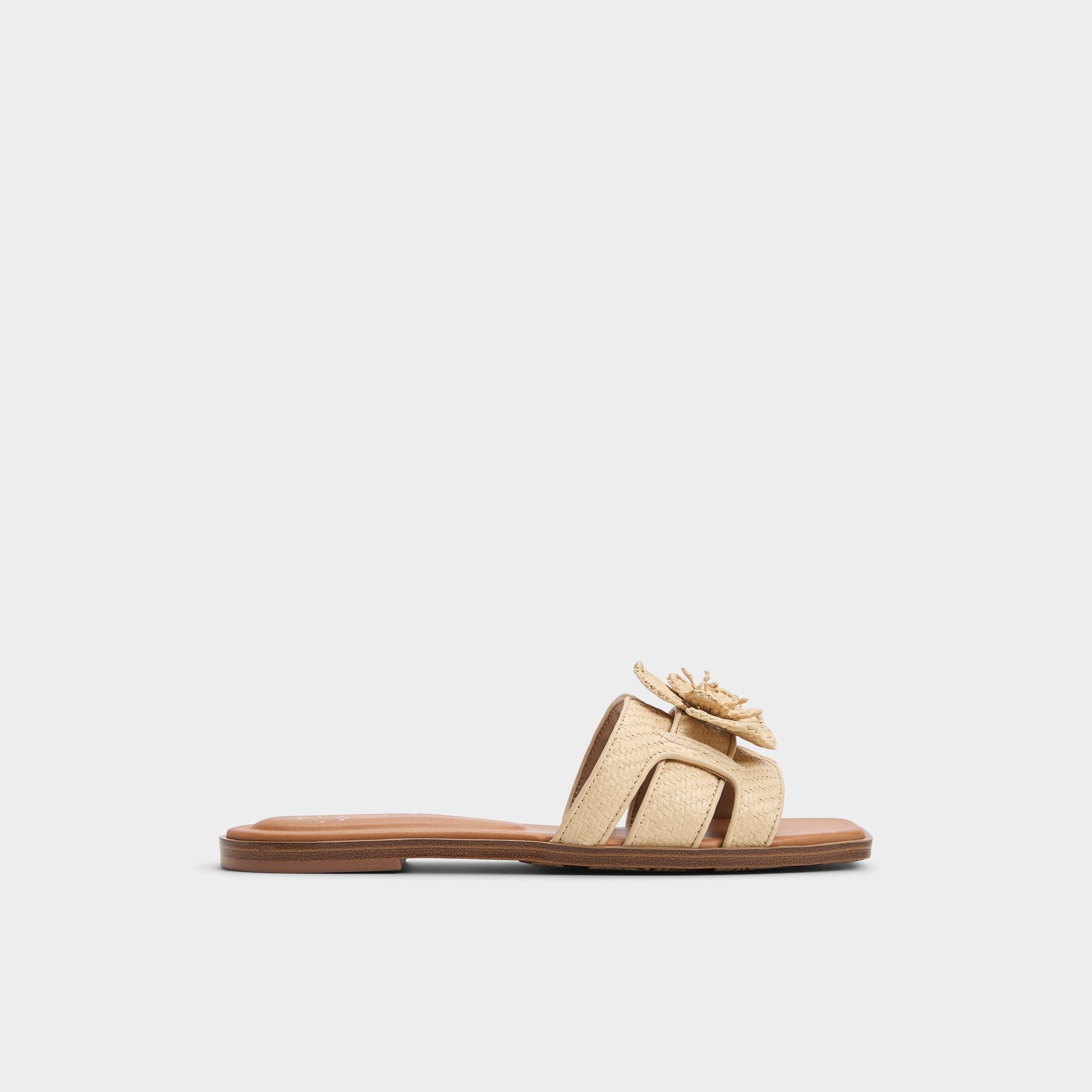 Light Beige Seaflower Light Beige Women's Flats - Slide sandal | Aldo