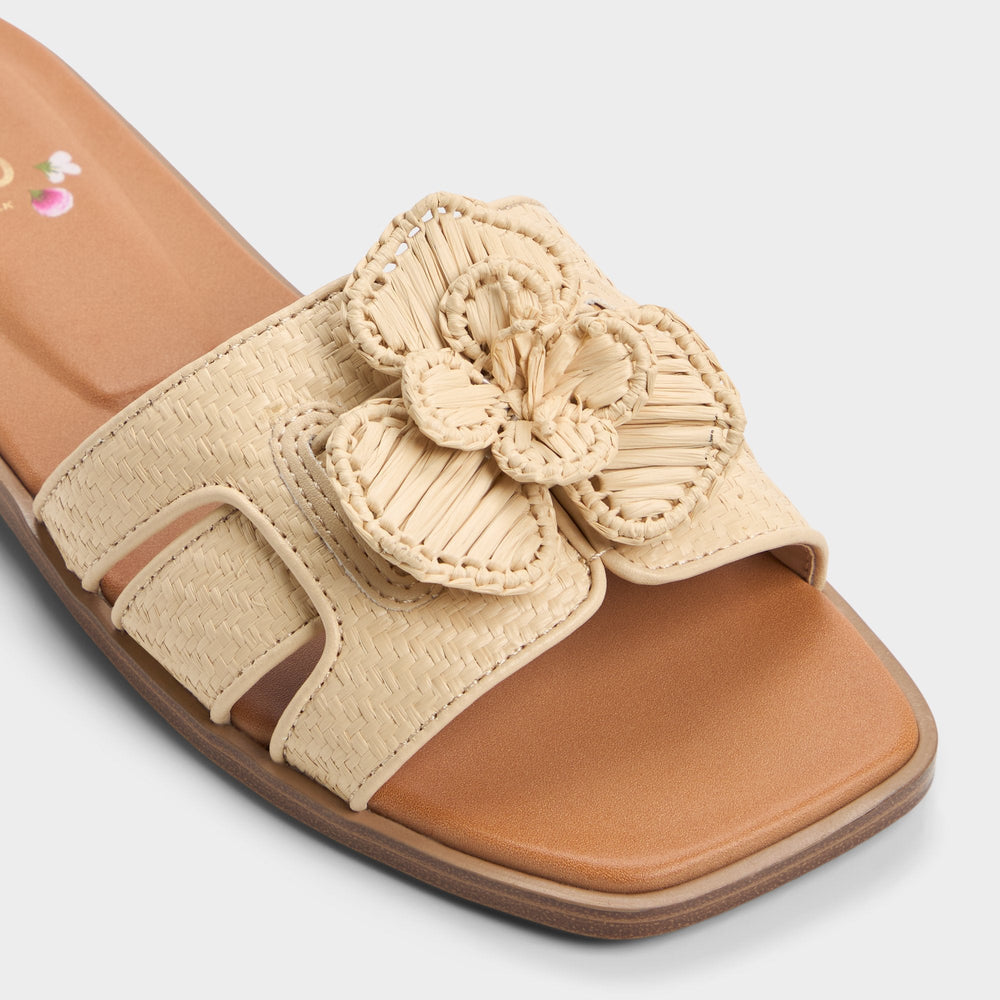 Light Beige Seaflower Light Beige Women's Flats - Slide sandal | Aldo