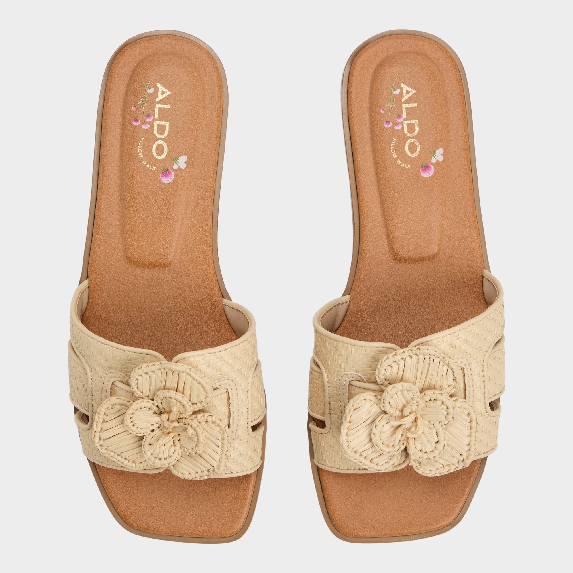 Light Beige Seaflower Light Beige Women's Flats - Slide sandal | Aldo